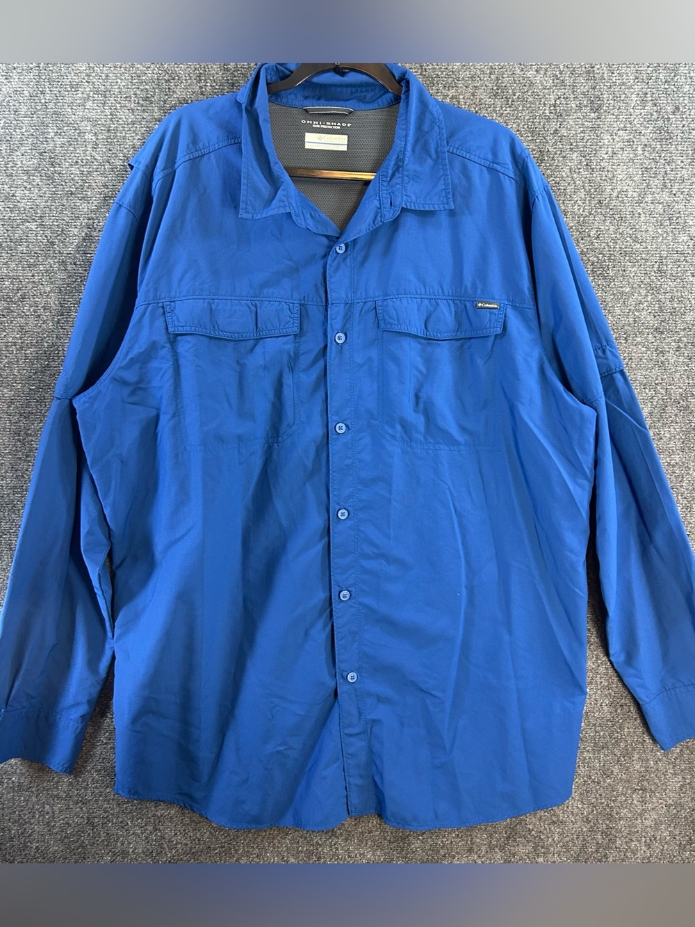 Columbia Fishing Shirt Mens 2XL-T Tall Navy Blue Omni-Shade Long Sleeve Vented
